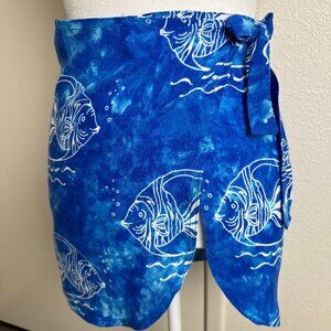 Wrap Front Sarong Skirt Summer Beach Rayon Fish Size M/L